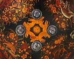 Shield (Dhàl), Leather, lacquer, gold leaf, silver, Indian, probably Rajastan