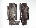 Pair of Leg Defenses (Greaves), Steel, iron, silver, gold, tin, leather, Turkish, Istanbul (?)