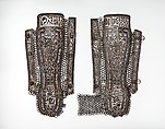 Left Leg Defense (Greave), Steel, iron, silver, gold, tin, leather, Turkish, Istanbul (?)