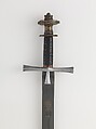 Sword (Kaskara), Steel, copper alloy, wood, leather, gold, hilt, Sudanese; blade, Iranian