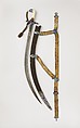 Sword (Shamshir) with Scabbard and Belt, Steel, gold, ivory, wood, enamel, velvet, silver, textile, hilt, scabbard, and belt, Indian; blade, northern India