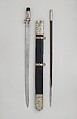 Saber and Dart with Scabbard, Steel, silver, gold, wood, leather, copper-silver alloy (niello), Mounts and scabbard, Turkish; blade, European