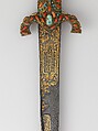 Sword (Kilij) with Scabbard, Steel, wood, turquoise, coral, emerald, gold, Turkish