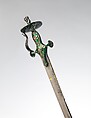 Saber (Talwar) with Scabbard, Steel, silver, diamonds enamel, leather, Indian