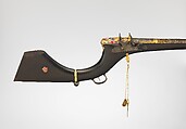 Flintlock Gun, Steel, ebony, gold, enamel, rubies, emeralds, textile, Indian, Sindh (now Pakistan); lock, British