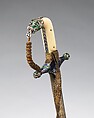 Sword (Shamshir) with Scabbard and Belt, Steel, gold, ivory, wood, enamel, velvet, silver, textile, hilt, scabbard, and belt, Indian; blade, northern India