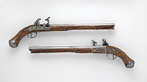 Pair of Pistols with Flintlocks alla Fiorentina, Attributed to Cristiano Leoni (Italian, Pistoia, active ca. 1780), Steel, wood, Italian, Pistoia