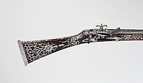Miquelet Rifle of Ali Pasha, Steel, wood, silver, copper alloy, textile, lock and stock, Algerian; barrel, European
