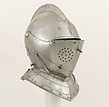 Close-Helmet for the Tournament, Steel, leather, textile, German, probably Augsburg