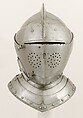 Close-Helmet for the Tournament, Steel, leather, textile, German, probably Augsburg