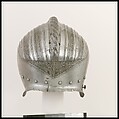 Close-Helmet, Steel, leather, gold, Italian, Milan or Brescia
