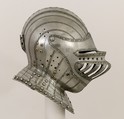 Close Helmet for a Boy, Attributed to Kolman Helmschmid (German, Augsburg 1471–1532), Steel, leather, copper alloy, German, Augsburg