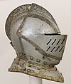 Close-Helmet for the Field, Martin Schmidt (German, active ca. 1594), Steel, gold, brass, German, possibly Augsburg