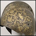 Close-Helmet for the Tournament on Foot, the Master of the Castle Mark (Italian, Milan, active ca. 1590–1620), Steel, gold, Italian, Milan