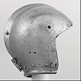 Close-Helmet for the Tournament on Foot, Steel, leather, textile, Possibly German, Dresden; or Swedish, Stockholm