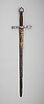 Cross Hilt Sword, Blade signed by Clemens Horn (German, Solingen, 1580–1630), Iron, silver, wood, copper alloy, steel, gold, hilt, British, London; blade, German, Solingen