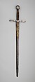 Cross Hilt Sword, Blade signed by Clemens Horn (German, Solingen, 1580–1630), Iron, silver, wood, copper alloy, steel, gold, hilt, British, London; blade, German, Solingen