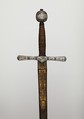 Cross Hilt Sword, Blade signed by Clemens Horn (German, Solingen, 1580–1630), Iron, silver, wood, copper alloy, steel, gold, hilt, British, London; blade, German, Solingen