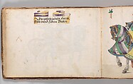 Album of Tournaments and Parades in Nuremberg, Pen and ink, watercolor, gold and silver washes; paper bound in gold-tooled leather, German, Nuremberg
