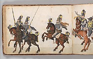 Album of Tournaments and Parades in Nuremberg, Pen and ink, watercolor, gold and silver washes; paper bound in gold-tooled leather, German, Nuremberg