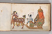 Album of Tournaments and Parades in Nuremberg, Pen and ink, watercolor, gold and silver washes; paper bound in gold-tooled leather, German, Nuremberg