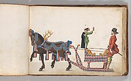 Album of Tournaments and Parades in Nuremberg, Pen and ink, watercolor, gold and silver washes; paper bound in gold-tooled leather, German, Nuremberg
