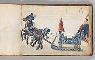 Album of Tournaments and Parades in Nuremberg, Pen and ink, watercolor, gold and silver washes; paper bound in gold-tooled leather, German, Nuremberg