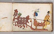 Album of Tournaments and Parades in Nuremberg, Pen and ink, watercolor, gold and silver washes; paper bound in gold-tooled leather, German, Nuremberg