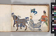 Album of Tournaments and Parades in Nuremberg, Pen and ink, watercolor, gold and silver washes; paper bound in gold-tooled leather, German, Nuremberg