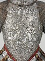 Portions of a Ceremonial Armor, Steel, copper alloy, gold, leather, textile, French
