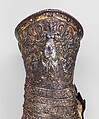 Armor of Henry II, King of France (reigned 1547–59), Part of the decoration design by Jean Cousin the Elder (French, Souci (?) ca. 1490–ca. 1560 Paris (?)), Steel, gold, silver, leather, textile, French, possibly Paris