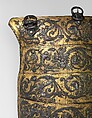 Armor of Henry II, King of France (reigned 1547–59), Part of the decoration design by Jean Cousin the Elder (French, Souci (?) ca. 1490–ca. 1560 Paris (?)), Steel, gold, silver, leather, textile, French, possibly Paris