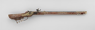 Wheellock Rifle, Caspar Spät (German, Munich, ca. 1611–1691), Steel, gold, fruitwood, staghorn, bone, German, Munich and Augsburg