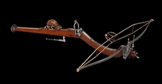 Pellet Crossbow, Steel, wood (walnut), staghorn, hemp, probably Italian or French