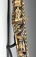 Crossbow (Halbe Rüstung) with Cranequin (Winder), Steel, wood (core: probably fruitwood, possibly pear; repair at cheek includes walnut), staghorn, copper alloy, hemp, leather, polychromy, crossbow, possibly Bavarian; cranequin, probably southern German