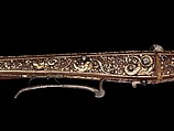 Crossbow, Cranequin and Six Crossbow Bolts, Steel, wood (probably cherry, and possibly service tree), ivory (probably elephant), horn, mother-of-pearl, iron alloy, copper alloy, hemp, southern German or Tyrolese; cranequin probably German or Swiss