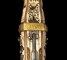 Crossbow (Halbe Rüstung) with Winder (Cranequin), Crossbow attributed to Johann Gottfried Hänisch the Elder (German, Dresden 1696–1778), Steel, wood (walnut), staghorn, copper alloy, hemp, leather, silk, gold, iron alloy, wool, crossbow, German, probably Dresden; winder, possibly German