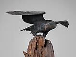 Eagle with Outstreched Wings, Attributed to Suzuki Chōkichi (Japanese, 1848–1919), Iron, pigment, shakudo, shibuichi, wood, Japanese