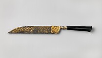 Knife, Steel, wood (ebony), gold, Italian
