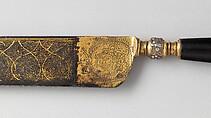 Knife, Steel, wood (ebony), gold, Italian