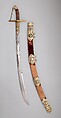 Saber with Scabbard and Carrying Belt, Stamped with what may be the mark of Georg Hoffmann (Polish, Breslau (now Wrocław, Poland), recorded 1596–1609), Steel, gold, silver, leather, wood, textile, semiprecious stones, Polish