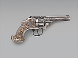Smith and Wesson .38 Caliber Safety Third Model Double-Action Revolver, serial no. 83097, with Case, Smith & Wesson (American, established 1852), Steel, silver, enamel, nickel, wood, leather, copper alloy, gold, American, Springfield, Massachusetts and New York