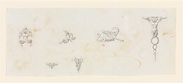 Designs for the Decoration of Firearms, Workshop of Nicolas Noël Boutet (French, Versailles and Paris, 1761–1833), Pencil, ink, gray wash on paper, French, Versailles
