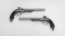 Pair of Percussion Target Pistols Made for Display at the 1844 Exposition des Produits de l'Industrie in Paris, Signed by Alfred Gauvain (French, Paris 1801–1889 Paris), Steel, wood (ebony), French, Paris