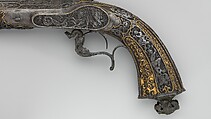 Percussion Exhibition Pistol, Signed by Gilles Michel Louis Moutier-Le Page (French,  1810–1887), Steel, gold, French, Paris