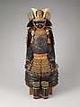 Armor (<i>Gusoku</i>), Iron, lacquer, gold, silver, copper alloy, leather, silk, Japanese