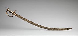 Hunting Sword (Shamshir Shikargar) with Modern Scabbard, Steel, gold, textile (velvet), wood, Indian, Rajasthan