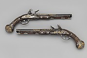 Pair of Flintlock Pistols Made for Ferdinand IV, King of Naples and Sicily (1751–1825), Royal Arms Manufactory at Torre Annunziata (Italian, Naples, established 1757), Steel, gold, wood (walnut), silver, Italo-Spanish, Naples
