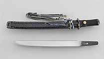 Blade and Mounting for a Dagger (Tantō), Blade inscribed by Uda Kunimitsu (Japanese, active early–mid-14th century), Steel, wood, lacquer, ray skin (samé), leather, copper, gold, silver, gold, shark skin, copper-gold alloy (shakudō), Japanese
