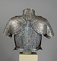 Portions of an Armor for
 Vincenzo Luigi di Capua (d. 1627), Pompeo della Cesa (Italian, Milan, ca. 1537–1610), Steel, gold, leather, copper alloy, Italian, Milan